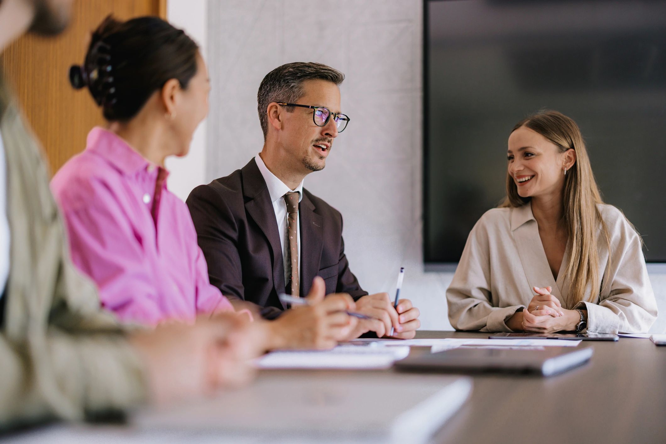Business professionals collaborating during a strategy session